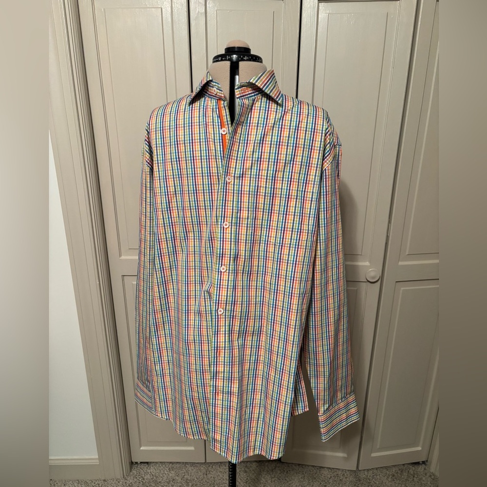 Bugatchi Multicolor Striped Plaid Button-Down Shirt